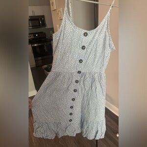 Blue Smocked sleeveless Casual Sundress